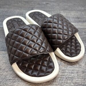 APL Slides Women's 8 Leather Lusso Chocolate/Pristine Sandals NEW